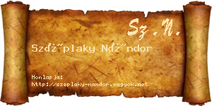 Széplaky Nándor névjegykártya